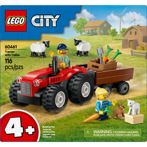 60461 Red Farm Tractor with Trailer & Sheep