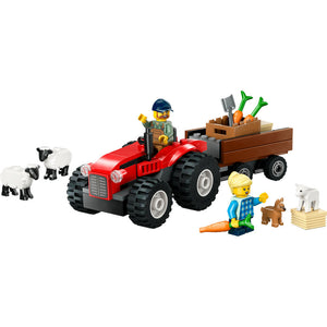 60461 Red Farm Tractor with Trailer & Sheep